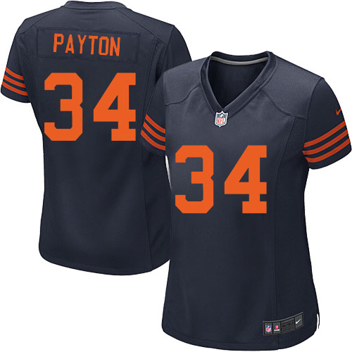 Women's Game Walter Payton Nike Jersey Navy Blue Alternate - #34 1940s Throwback NFL Chicago Bears